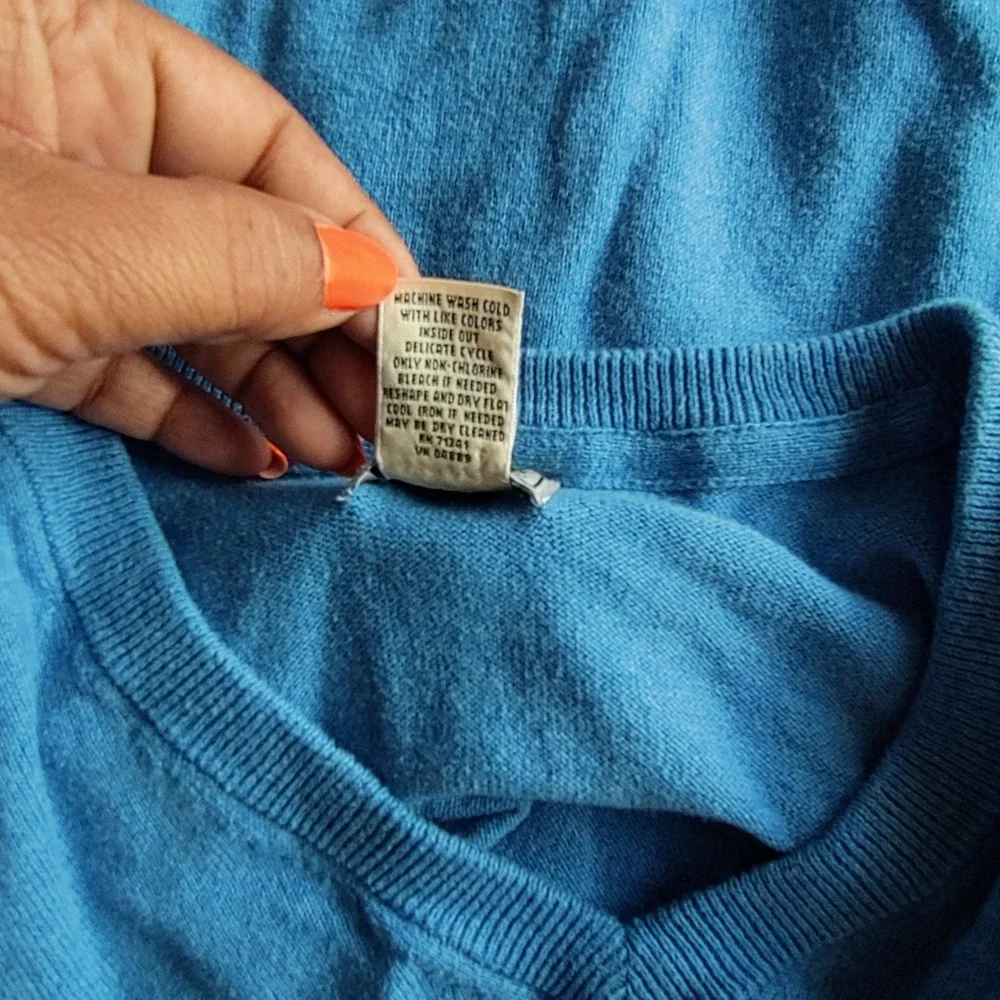 VTG LL Bean Cashmere Blend Sweater Men XLT Blue Long Sleeve V Neck Grandpa‎ Core